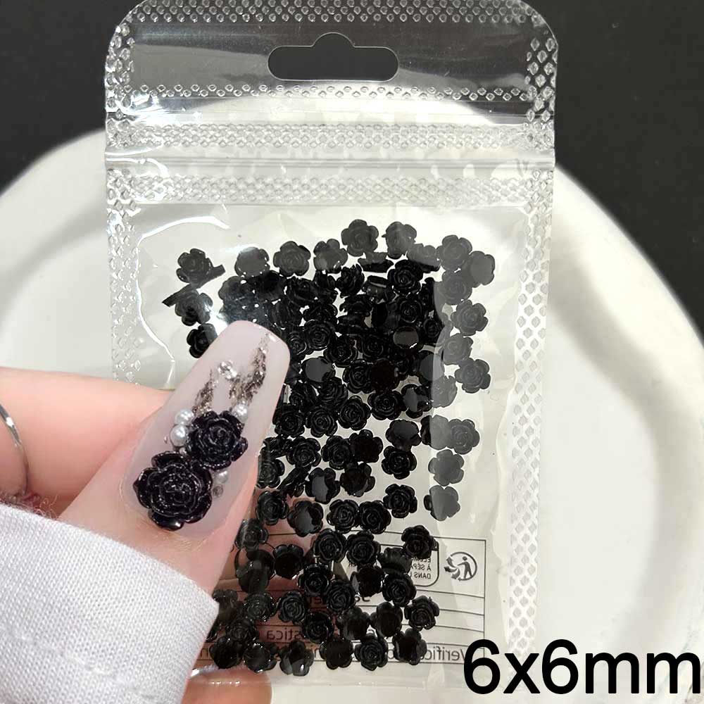Trending Tech Accessories - 100 Stück schwarze Rose Harz Nagel