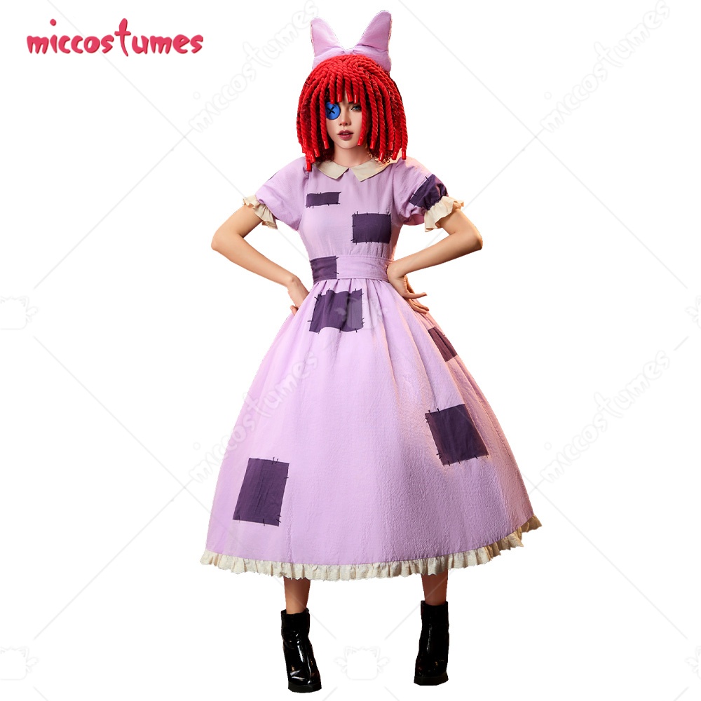Tech Hair Accessories - 【Versandbereit】Cosplay.fm Damen Cosplay-Kostüm Lumpenpuppe Lila Patchwork-Kleid